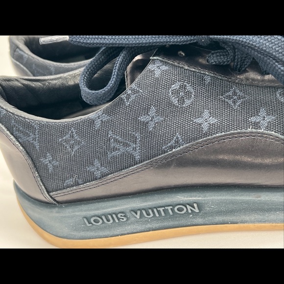 Louis Vuitton Women's Navy Monogram Mini Lin Canvas Sneakers EU Size 38 MA0052 - Picture 9 of 16